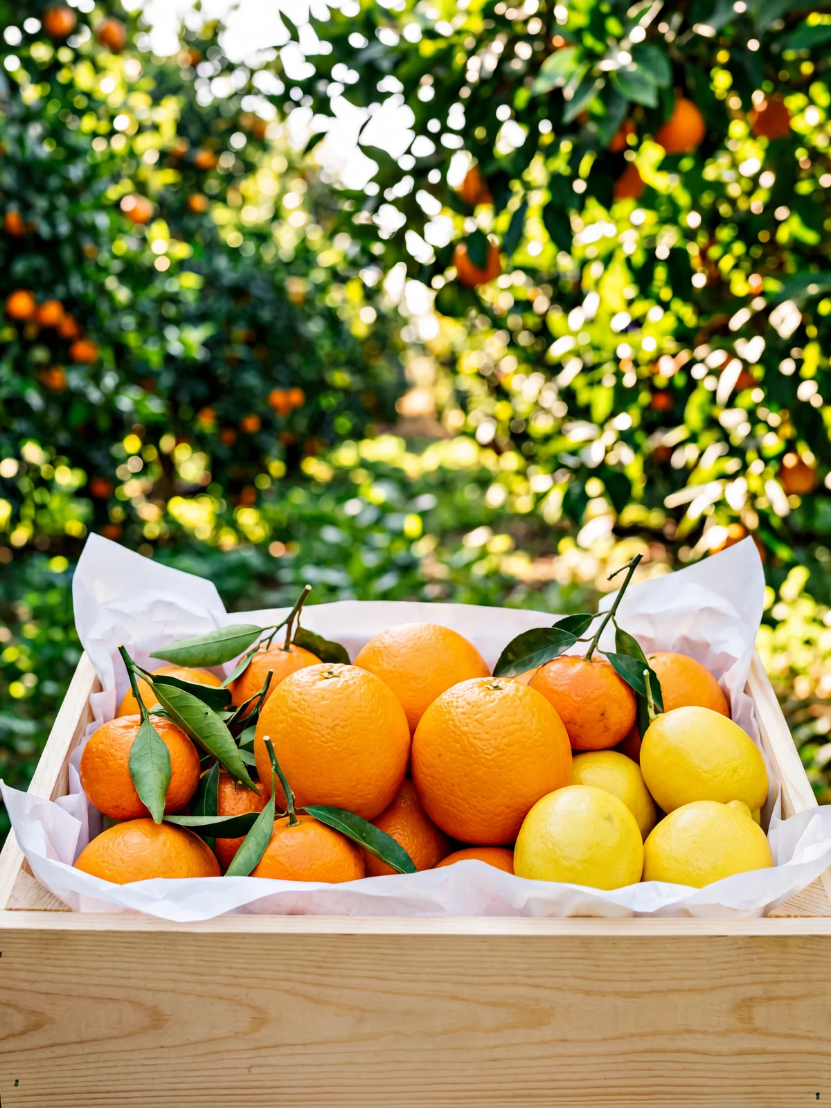 Egyptian citrus orchard at golden hour